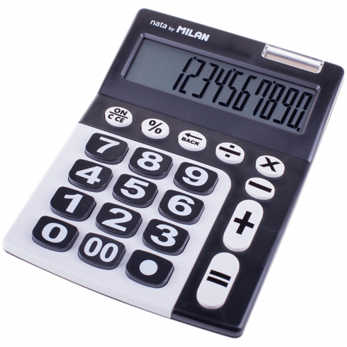 Калькулятор Milan, 12 разрядов, настольный, двойное питание, 225*140*30мм, черный/белый, 225060