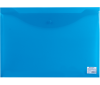 Папка-конверт с кнопкой А3, прозрачная синяя BRAUBERG 224034