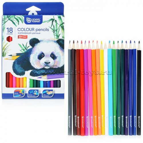Набор цветных карандашей 18 цв. шестигранные дерев. ANIMALS