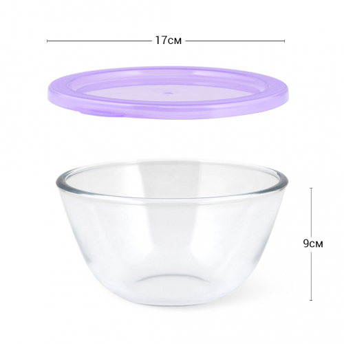 Миска с пластиковой крышкой 17x9 см / 1,05 л (стекло)