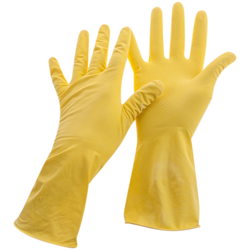 Перчатки резиновые хозяйственные OfficeClean Универсальные, р.М, желтые, пакет с европодвесом 248569