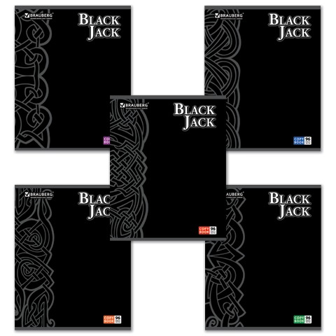 Тетрадь 96л. А5 BRAUBERG кл., скрепка выб.лак, BlackJack (5 видов), EAC, 401848