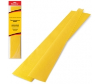 Цветная бумага крепированная BRAUBERG, стандарт, растяжение до 65%, 25 г/м2, европодвес, желтая, 50х200 см, 124728