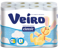 Бумага туалетная Linia Veiro Classic (2-слойная, белая, 24 рулона в упаковке), 5с224 326384/127072/186248