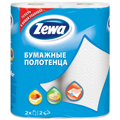 Полотенце ZEWA 2-слойное 2рул/упак. белые 122817 144001