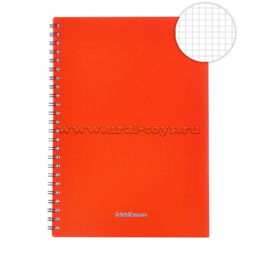Тетрадь общая с пластиковой обложкой на спирали Classic, красный, А5, 60 листов, клетка