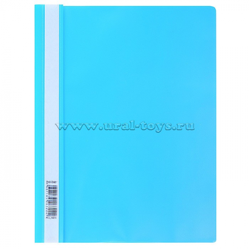 Папка -скоросшиватель А4ф 120/160мкм голубая пластиковая прозрачный верх