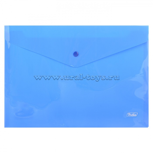 Папка-конверт пластиковая на кнопке А4ф 180мкм -Непрозрачная- Синяя