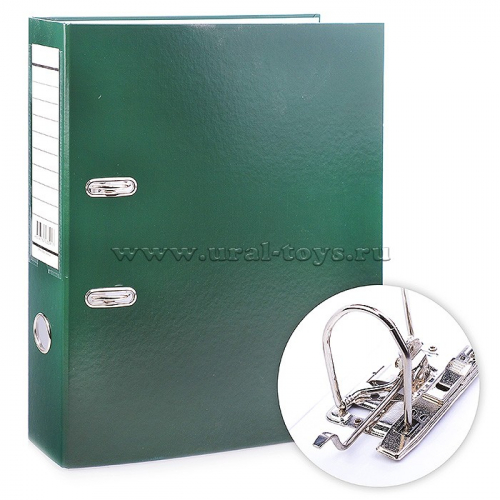Папка-регистратор с арочным механизмом А4 с карманом на корешке, 70 мм, бумвинил, зеленая