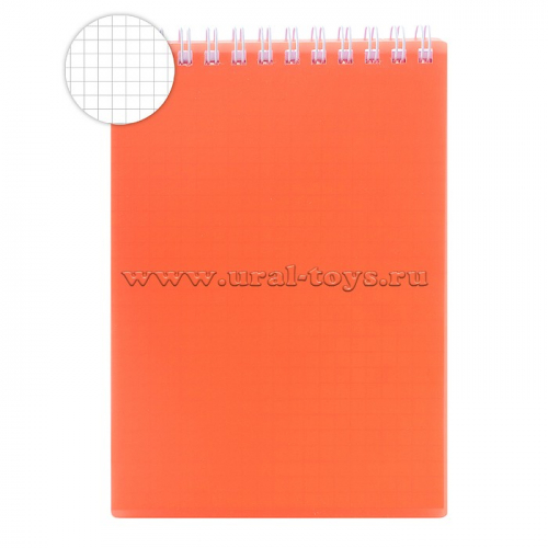 Блокнот 80л А6ф клетка пластиковая обложка на гребне DIAMOND NEON Оранжевый