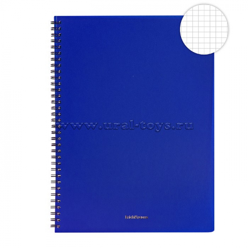 Тетрадь общая с пластиковой обложкой на спирали Classic, синий, А4, 60 листов, клетка