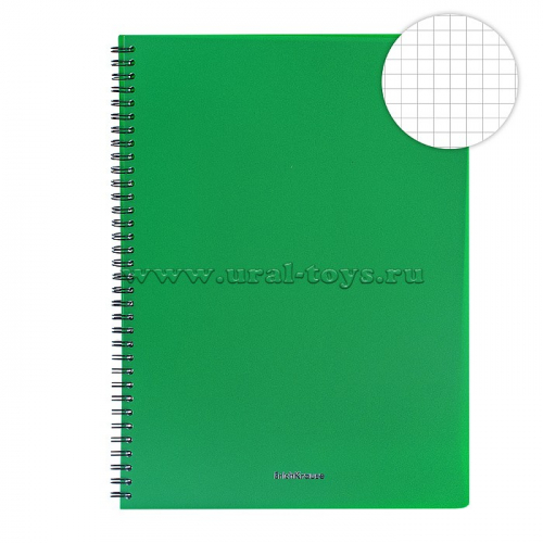 Тетрадь общая с пластиковой обложкой на спирали Classic, зеленый, А4, 60 листов, клетка