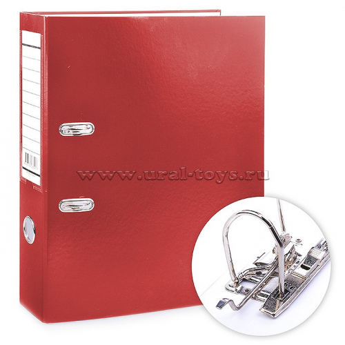 Папка-регистратор с арочным механизмом А4 с карманом на корешке, 70 мм, бумвинил, красная