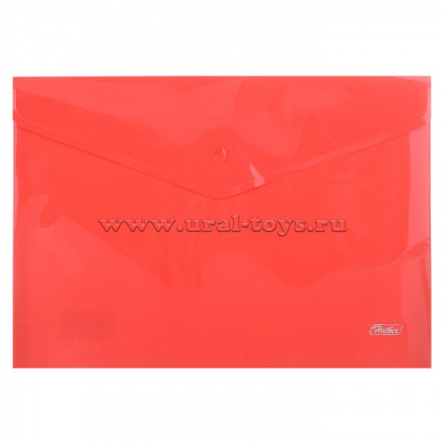 Папка-конверт пластиковая на кнопке А4ф 180мкм -Непрозрачная- Красная