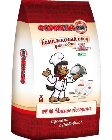 Формула 365, Комплексный обед д/с всех пород, Мясное ассорти 15 кг 