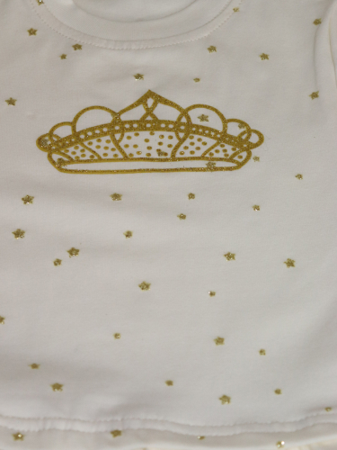 Молочное платье с золотой короной 