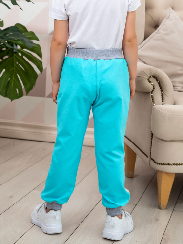 Голубые брюки с полосками по бокам для девочки (20168а)