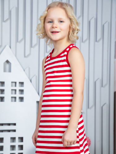 Платье в красно-белую полоску для девочки (21101)