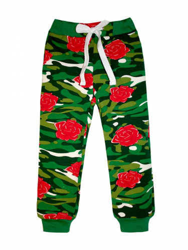 Спортивные милитари брюки с розами 