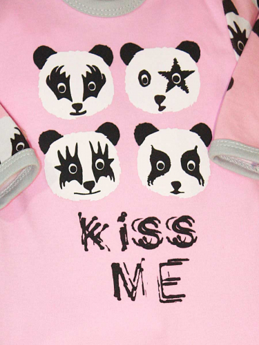 Розовый трикотажный комбинезон с пандами 
