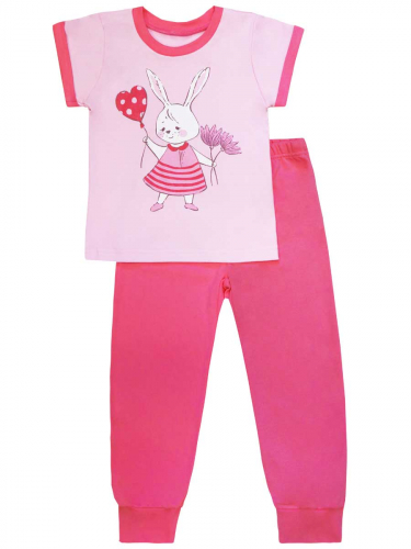 16559 Пижама (футболка, брюки) с зайчиком для девочки