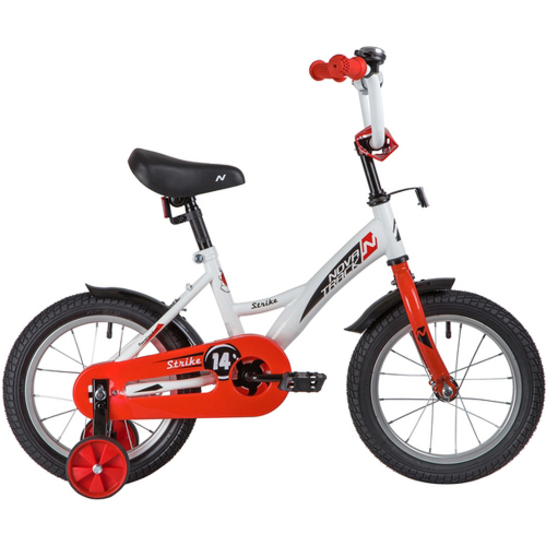 Велосипед 14 детский Novatrack Strike (2020) количество скоростей 1 рама сталь 9 белый/красный