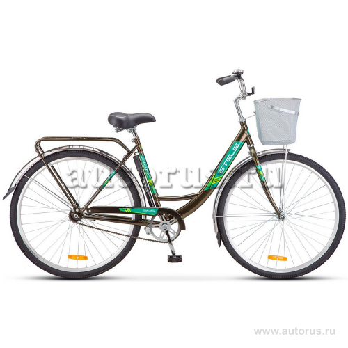 Велосипед 28 дорожный STELS Navigator 345 (2019) количество скоростей 1 рама сталь 20 коричневый с корзиной