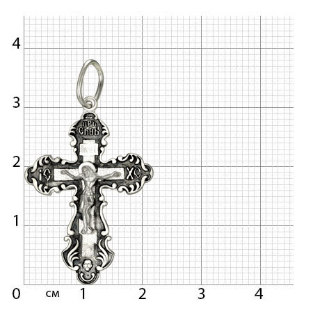 1-100-3 крест из серебра частично черненый штампованный
