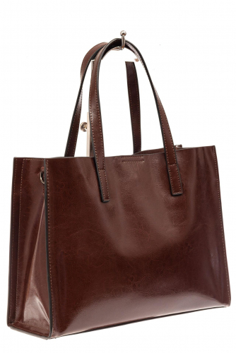 Женская сумка тоут из натуральной кожи, цвет шоколадный