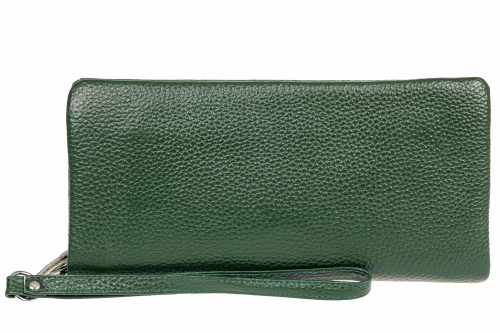 Стильный кошелек-клатч женский из натуральной кожи, цвет зеленый