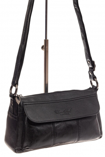Женская сумка из мягкой натуральной кожи, цвет черный