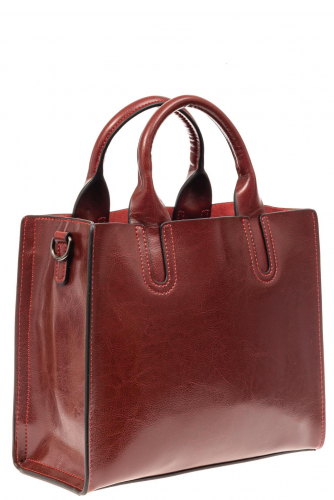Женская сумка тоут из натуральной кожи, цвет бордовый
