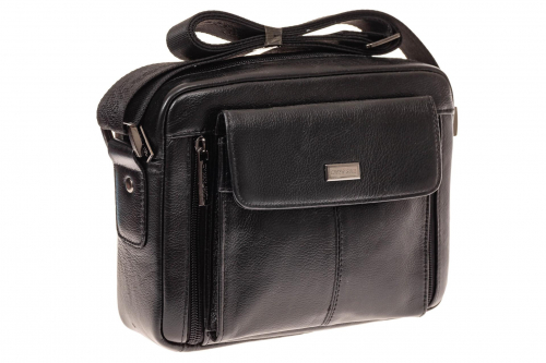 Мужская сумка-барсетка из натуральной кожи, цвет черный