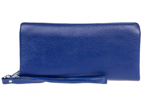 Стильный кошелек-клатч женский из натуральной кожи, цвет синий