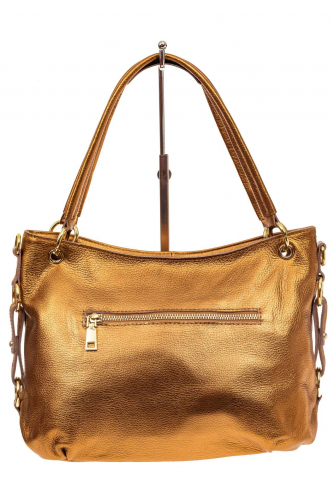 Большая мягкая сумка из натуральной кожи, цвет золото