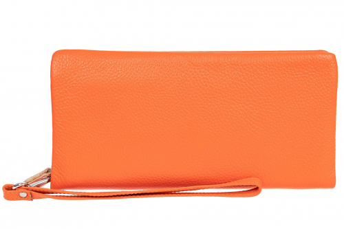 Стильный кошелек-клатч женский из натуральной кожи, цвет оранжевый