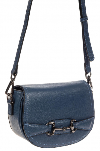 Маленькая сумка-почтальонка из натуральной кожи, цвет синий