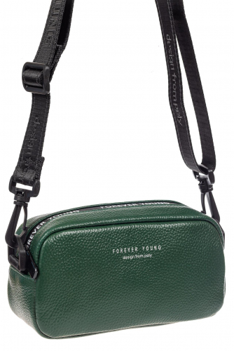 Женская сумка-малышка из натуральной кожи на плечо, цвет зеленый