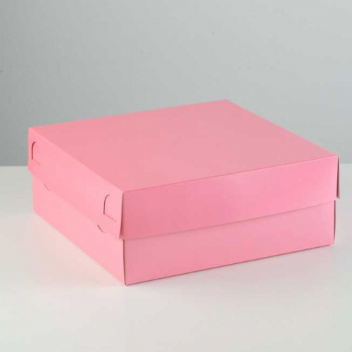 Упаковка для капкейков розовая 25х25х10 см на 9 шт