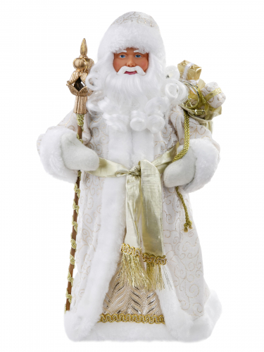 Детская игрушка (Дед Мороз В золотистом костюме) для детей старше 3х лет, из пластика и ткани / 20,5x12,5x41,5см арт.82522