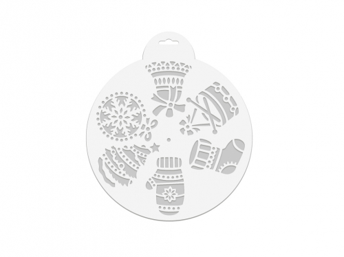 Трафарет Сапожок и варежка новогодний, многоразовый из листового полипропилена / 25x25см арт.78062