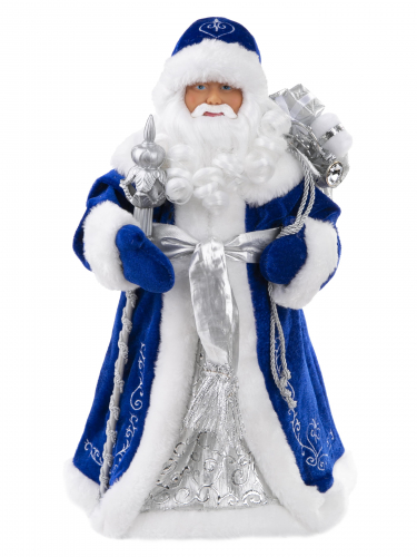 Детская игрушка (Дед Мороз В синем костюме) для детей старше 3х лет, из пластика и ткани / 20,5x12,5x41,5см арт.82524