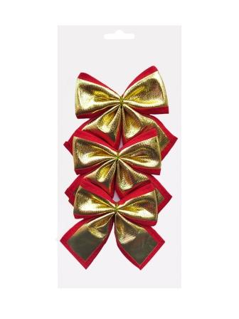 Новогоднее украшение БАНТ Роскошь в золоте из полиэстера, набор из 3 шт. / 10x12x0,1см арт.82263