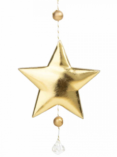 Новогоднее подвесное украшение Блестящая золотистая звездочка из полиуретана / 10,5x1,5x28см арт.81444