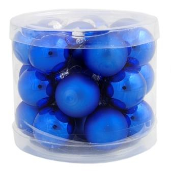 Новогоднее подвесное украшение - шар Синий микс из стекла, набор из 24 штуки / 2,5x2,5x2,5см арт.81925