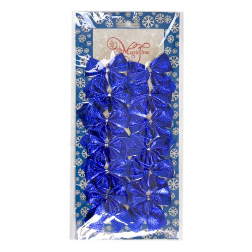 Новогоднее украшение БАНТ Синий шёлк из полиэстера, набор из 12 шт. / 5х5x0,01см арт.82999
