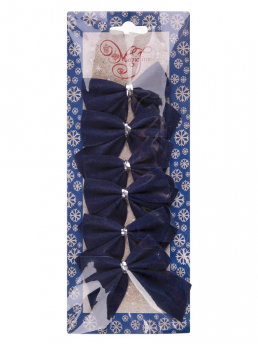 Новогоднее украшение БАНТ Синие из полиэстера, набор из 6 шт. / 5х5x0,01см арт.78688