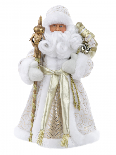 Детская игрушка (Дед Мороз В золотистом костюме) для детей старше 3х лет, из пластика и ткани / 15,5x8,5x30,5см арт.82527