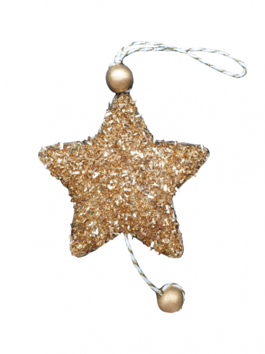 Новогоднее подвесное украшение Золотистая пушистая звездочка из полиэтилена / 9x1,5x9см арт.82626