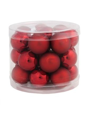 Новогоднее подвесное украшение - шар Красный микс из стекла, набор из 24 штуки / 2,5x2,5x2,5см арт.81927